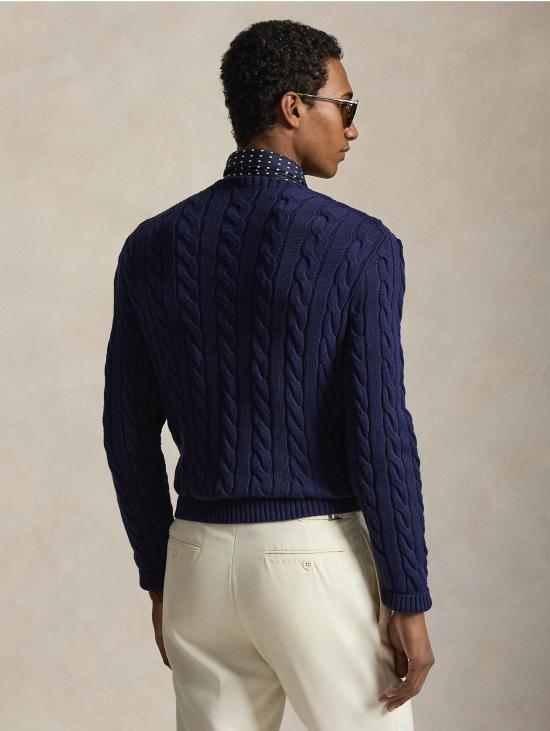 26FW 랄프 로렌 스웨터 Maglia in Cotone a Trecce Blu - RALPH LAUREN