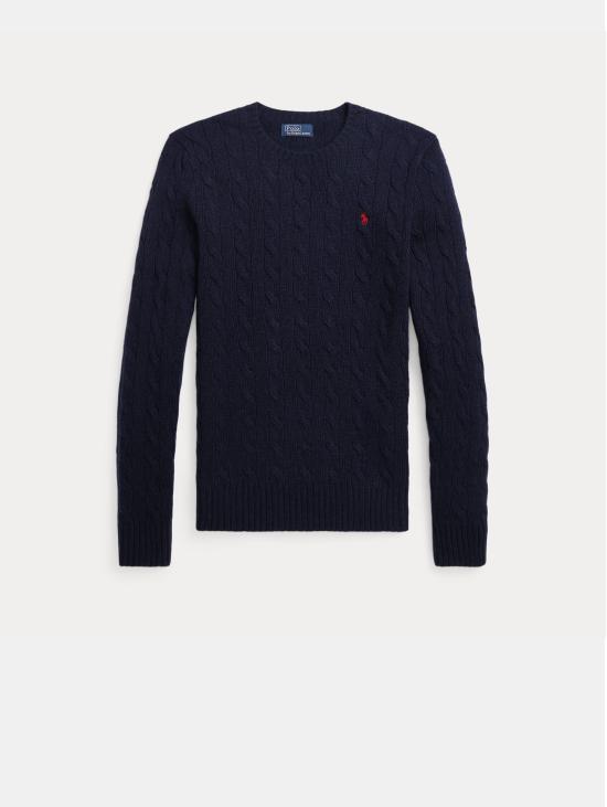 26FW 랄프 로렌 스웨터 캐시미어 블루 소재의 Maglia Linea Dritta a Trecce - RALPH LAUREN