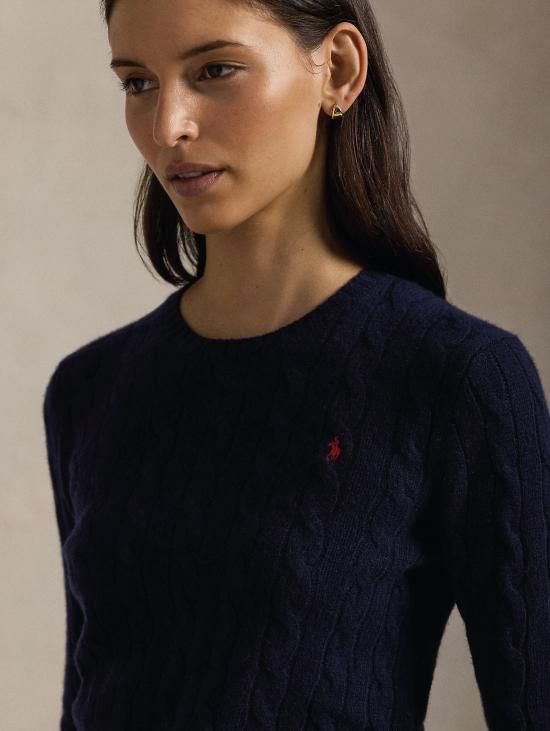 26FW 랄프 로렌 스웨터 캐시미어 블루 소재의 Maglia Linea Dritta a Trecce - RALPH LAUREN