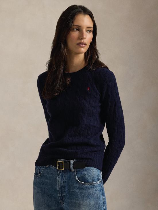 26FW 랄프 로렌 스웨터 캐시미어 블루 소재의 Maglia Linea Dritta a Trecce