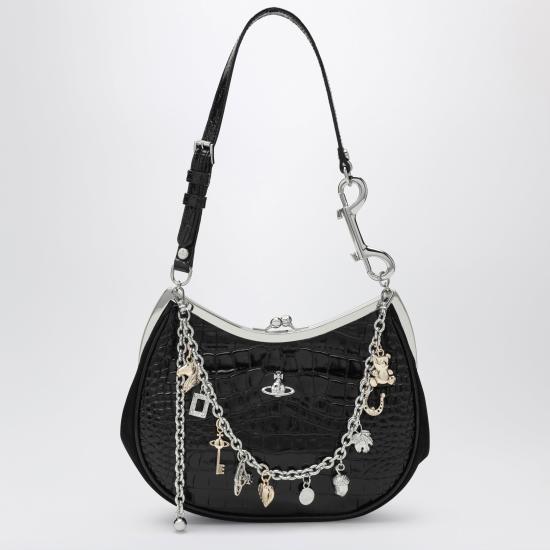 26FW 비비안웨스트우드 카프스킨 스몰 로고 토트백 4B01000PWL0098 Black