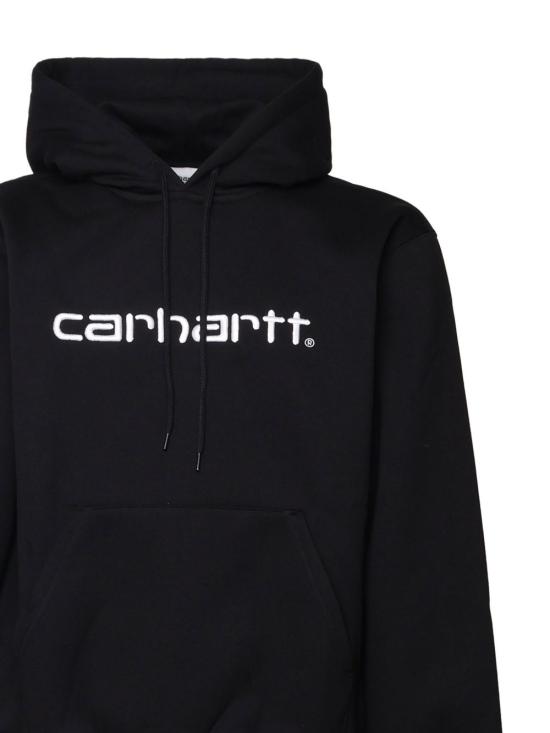 26FW 칼하트 WIP 로고 후드 티셔츠 I030547 0D2XX BLACK - CARHARTT WIP