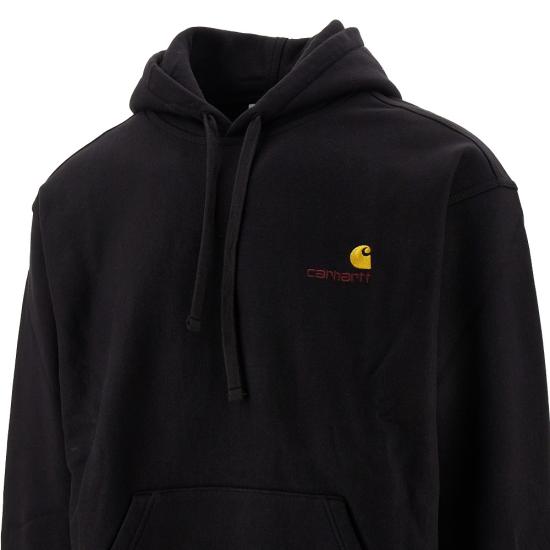 26FW 칼하트 WIP 후드 아메리칸 스크립트 스웨트셔츠 I028279 Black - CARHARTT WIP