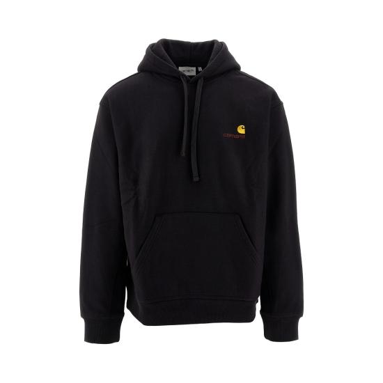 26FW 칼하트 WIP 후드 아메리칸 스크립트 스웨트셔츠 I028279 Black