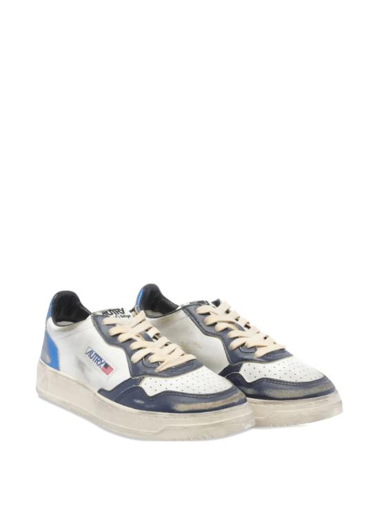 26FW 오트리 슈퍼 빈티지 메달리스트 로우 레더 스니커즈 AVLM SV55 White black blue - AUTRY