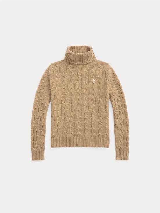26FW 랄프 로렌 스웨터 말리아 콘 콜로 알토 아 트레체 카멜로 - RALPH LAUREN