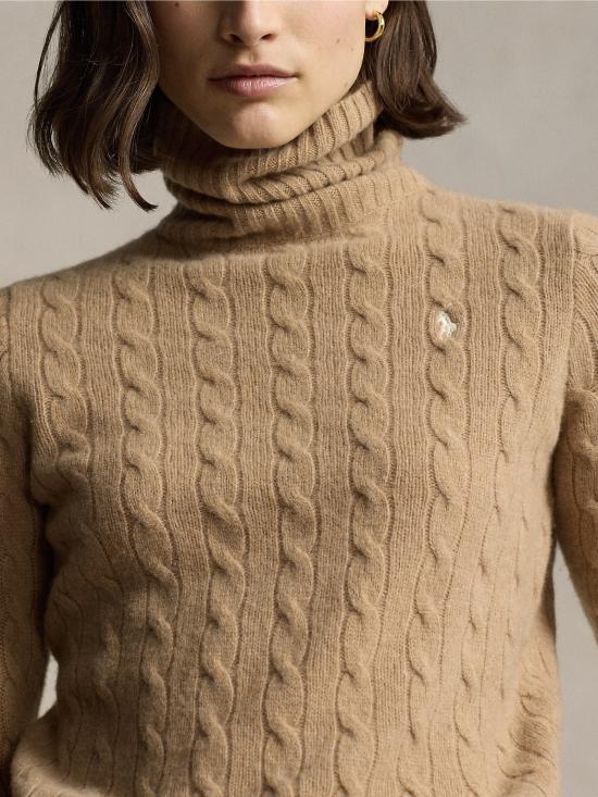 26FW 랄프 로렌 스웨터 말리아 콘 콜로 알토 아 트레체 카멜로 - RALPH LAUREN