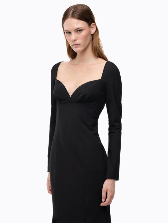  핑코 의류 Tessuto Tecnico con Scollo a Cuore Nero의 Abito Midi - PINKO