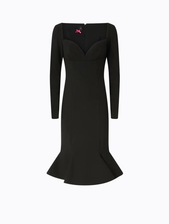  핑코 의류 Tessuto Tecnico con Scollo a Cuore Nero의 Abito Midi - PINKO