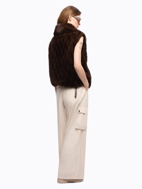  핑코 베스트 Gilet Effetto Pelliccia con Zip Visone - PINKO