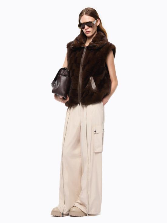  핑코 베스트 Gilet Effetto Pelliccia con Zip Visone - PINKO