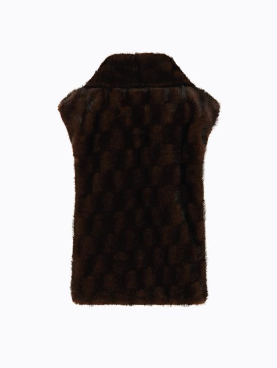  핑코 베스트 Gilet Effetto Pelliccia con Zip Visone - PINKO