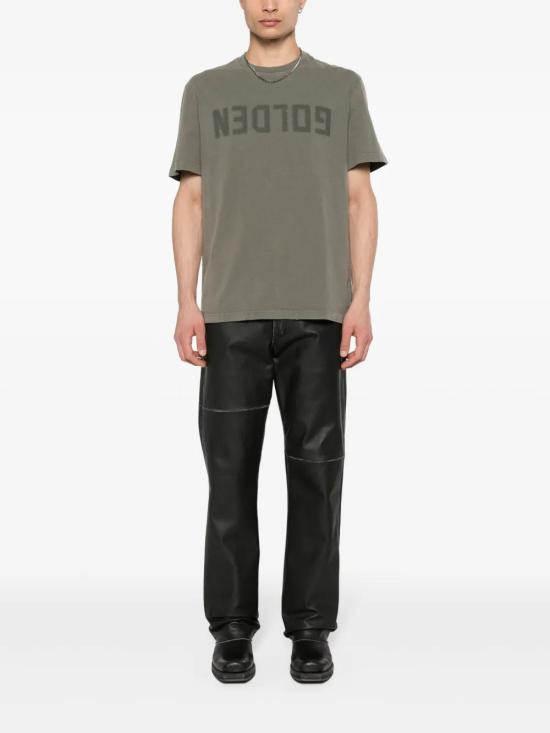 26FW 골든구스 골든 로고 프린트 반팔 티셔츠 GMP01220P000671 35479 DUSTY OLIVE - GOLDEN GOOSE