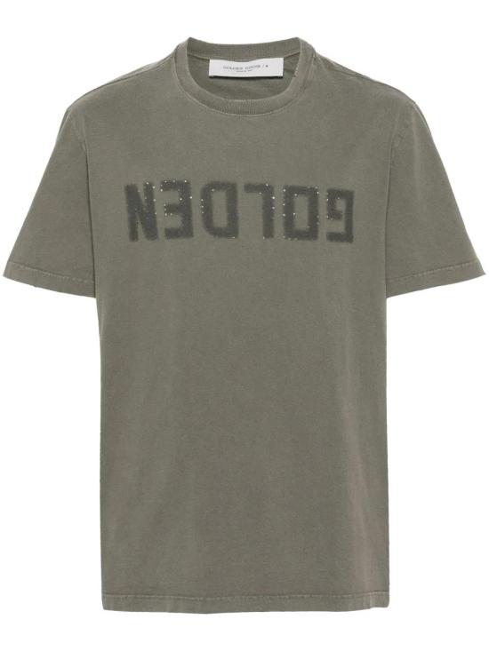 26FW 골든구스 골든 로고 프린트 반팔 티셔츠 GMP01220P000671 35479 DUSTY OLIVE