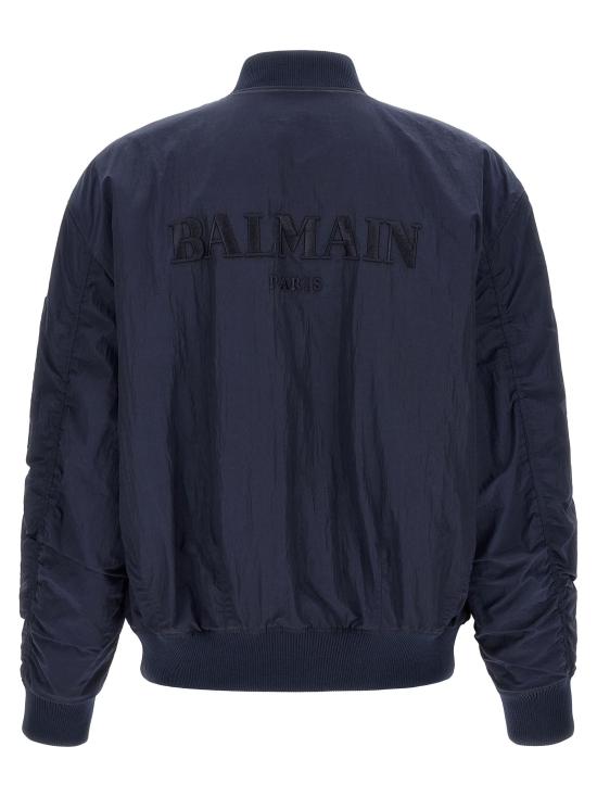 26FW 발망 패딩 로고 자수 봄버 재킷  재킷 블루 - BALMAIN
