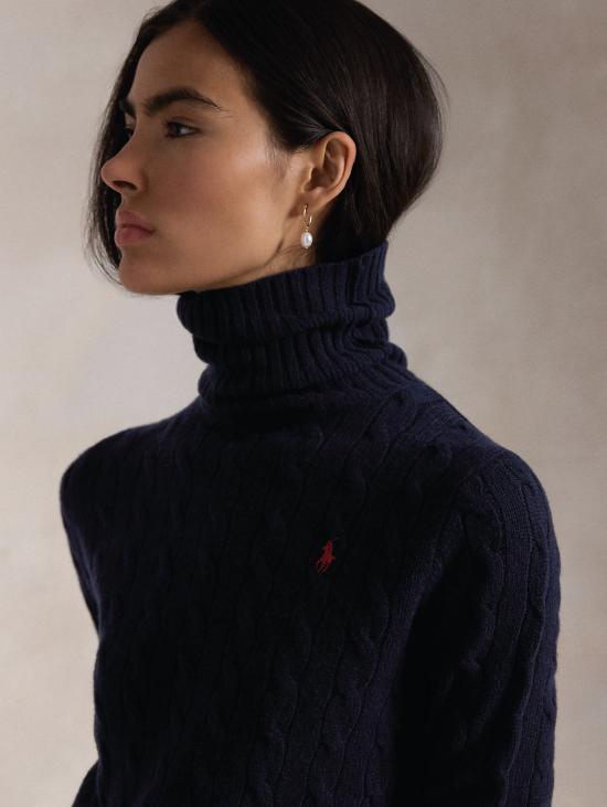 26FW 랄프 로렌 스웨터 Maglia con Collo Alto a Trecce Blu 네이비 - RALPH LAUREN