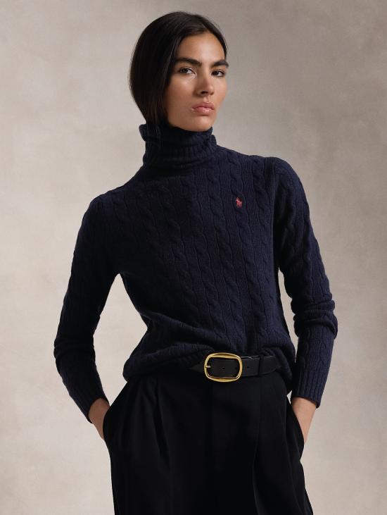 26FW 랄프 로렌 스웨터 Maglia con Collo Alto a Trecce Blu 네이비