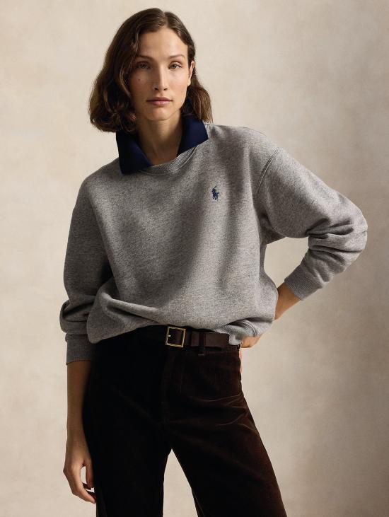26FW 랄프 로렌 탑 Felpa Gircollo con Collo Polo Applicato Grigio