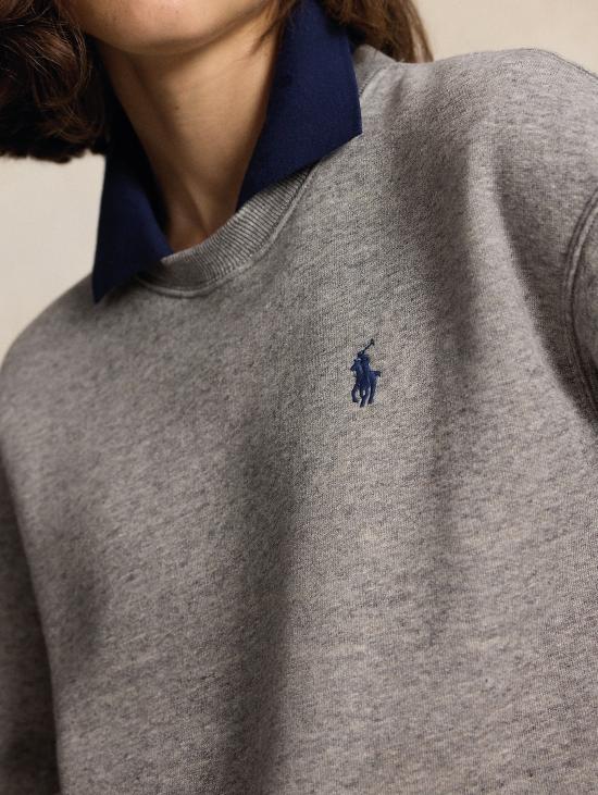 26FW 랄프 로렌 탑 Felpa Gircollo con Collo Polo Applicato Grigio - RALPH LAUREN