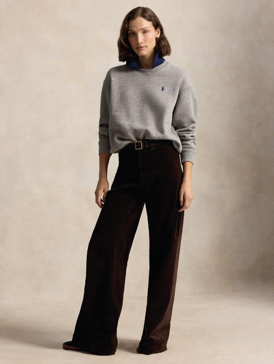 26FW 랄프 로렌 탑 Felpa Gircollo con Collo Polo Applicato Grigio - RALPH LAUREN