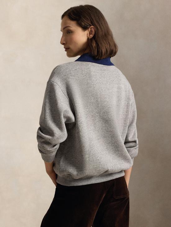 26FW 랄프 로렌 탑 Felpa Gircollo con Collo Polo Applicato Grigio - RALPH LAUREN