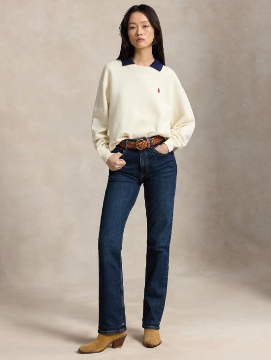 26FW 랄프 로렌 탑 펠파 지르콜로 콘 콜로 폴로 아플리카토 크레마 - RALPH LAUREN