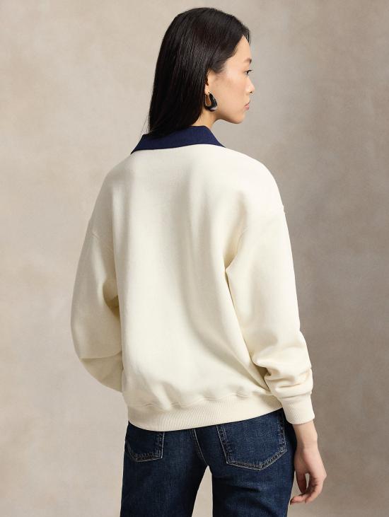 26FW 랄프 로렌 탑 펠파 지르콜로 콘 콜로 폴로 아플리카토 크레마 - RALPH LAUREN