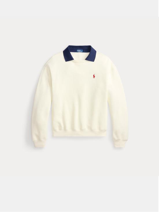 26FW 랄프 로렌 탑 펠파 지르콜로 콘 콜로 폴로 아플리카토 크레마 - RALPH LAUREN