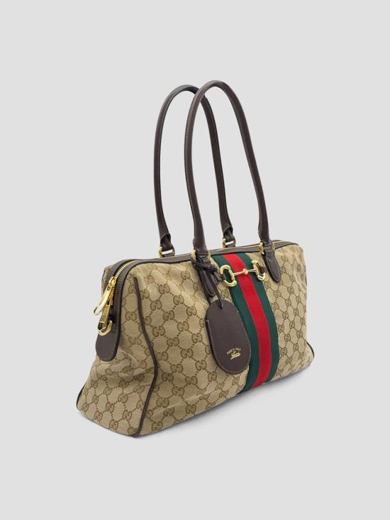 26FW 구찌 보르세토 GG 캔버스 라지 보스턴백 866734FAFV9 9653 VNT SAND DK BRO VRV - GUCCI