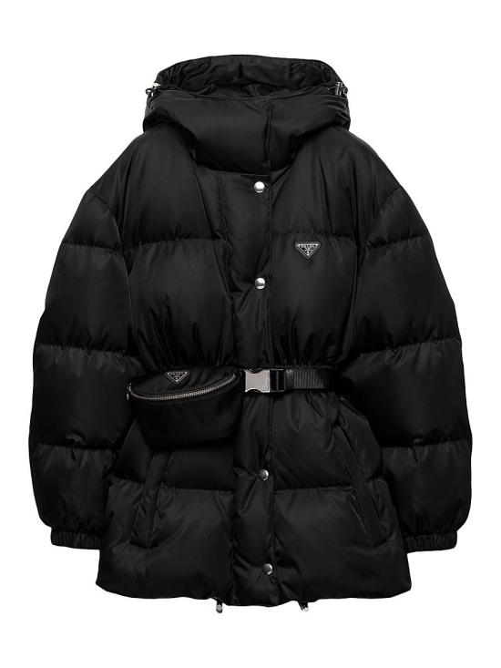 26FW 프라다 리나일론 벨티드 파우치 다운 재킷 29X966 1WQ8 F0002 BLACK DOM