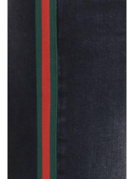  구찌 데님 팬츠 웹 스트라이프 스트레치 코튼 진 블랙 - GUCCI