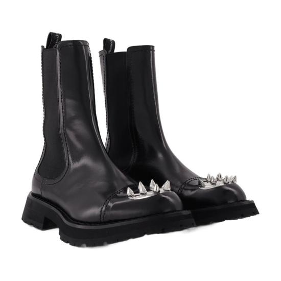  알렉산더 맥퀸 부츠 스터드 장식 블랙 앵클 - ALEXANDER MCQUEEN