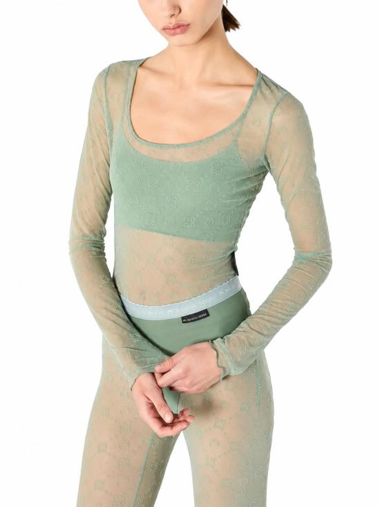 26FW 마린세르 무노그램 메쉬 플록 롱슬리브 라운드넥 탑 무노그램 메쉬 플록 롱슬리브 라운드넥 탑 WTS018ACJER0005 GR40 - MARINE SERRE