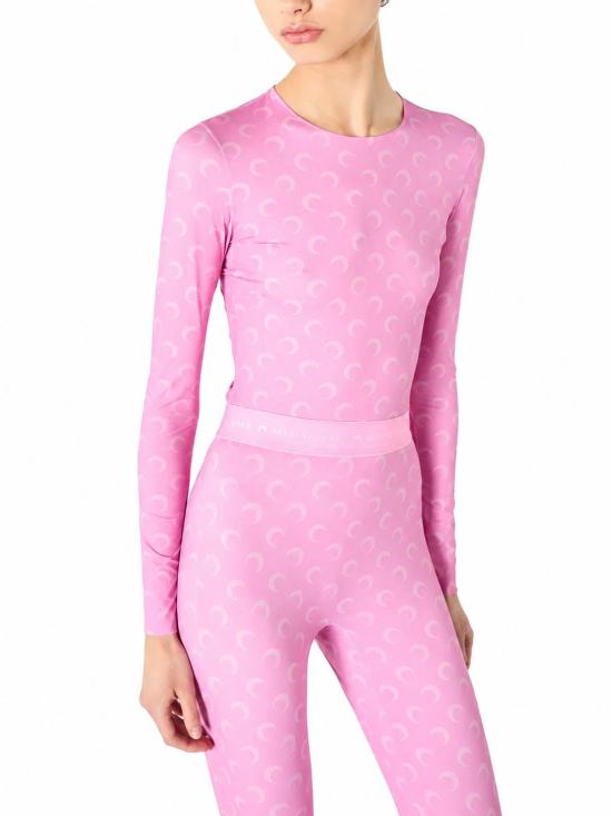 26FW 마린세르 크레센트 문 프린트 긴팔 티셔츠 WTS006ACJER0001 PK30 PINK - MARINE SERRE