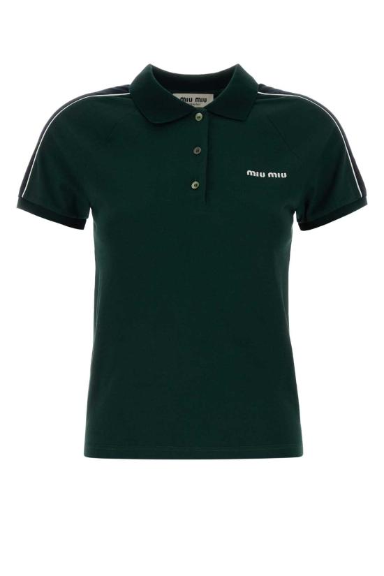 26SS 미우미우 테크니컬 로고 폴로 셔츠 MJNA19SOOO182D F0R3V Green
