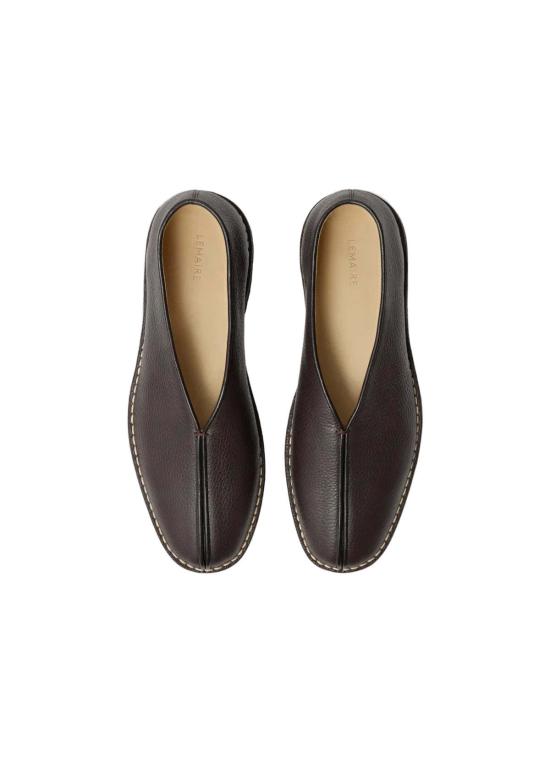 26FW 르메르 로퍼 파이핑 크레이프 슬리퍼 다크 브라운 - LEMAIRE
