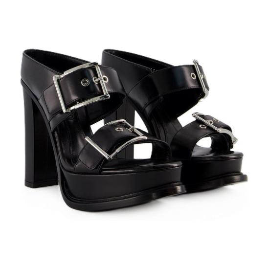  알렉산더 맥퀸 힐/펌프스 가죽  블랙/실버 - ALEXANDER MCQUEEN