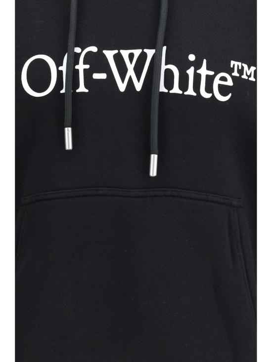  오프화이트 긴팔 티셔츠 빅 로고 북키쉬 오버 후디 블랙 화이트 - OFF WHITE