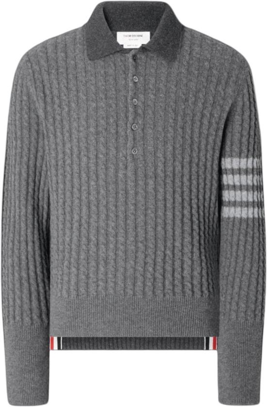 26FW 톰브라운 폴로 티셔츠 THOMBROWNEMKP166AY10189822IN1BABYCABLEMERINOWOOL4BARPOLOSHIRTPOLOSHIRTSKNITGREYDESSIN