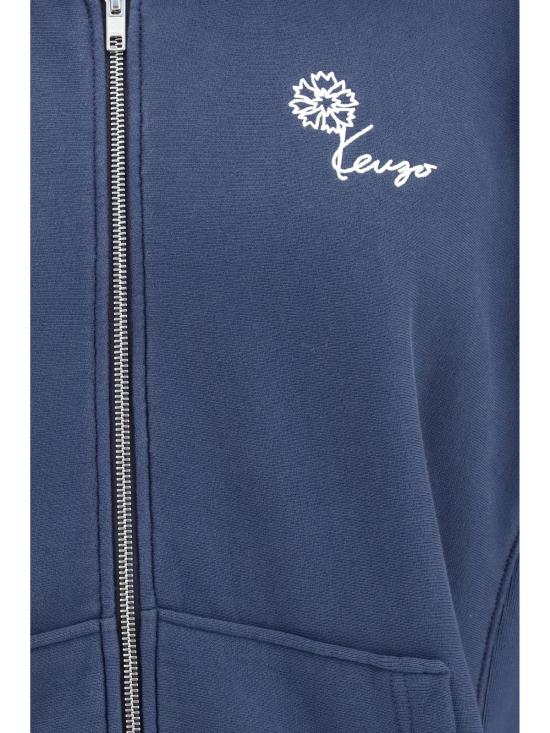  겐조 긴팔 티셔츠 켄조 튤립 지퍼 후드티 블루 블랙 - KENZO