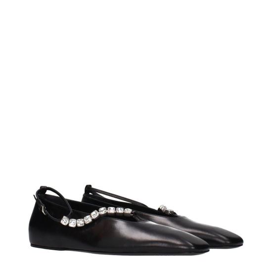  질샌더 플랫 슈즈 질 샌더 가죽 발레 플랫 블랙 - JIL SANDER