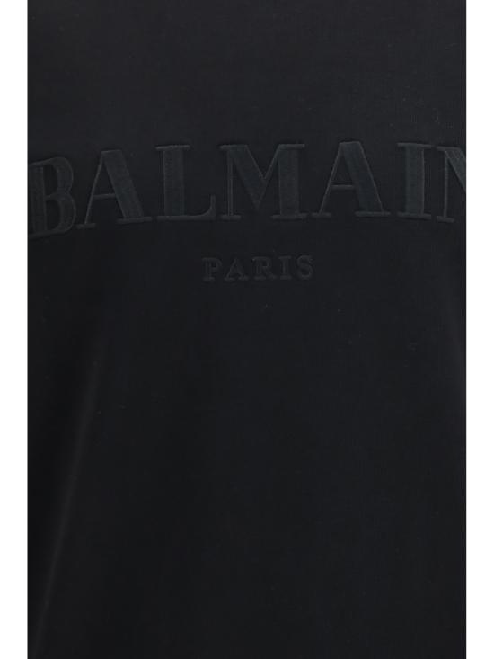  발망 긴팔 티셔츠 빈티지 자수 로고 스웨트셔츠 - BALMAIN