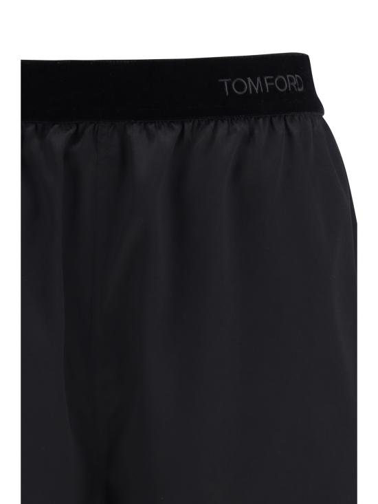  톰포드 숏팬츠 톰 포드 스트레치 실크 새틴 잠옷 반바지 블랙 - TOMFORD