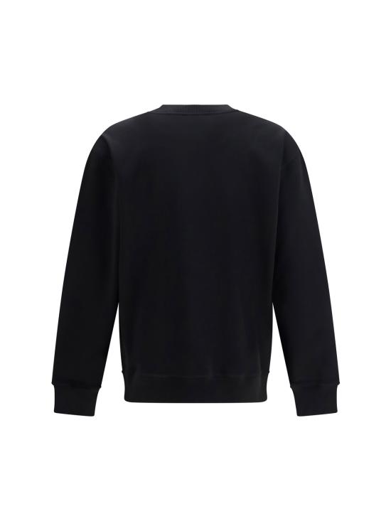  발망 긴팔 티셔츠 자수 로고 크루넥 스웨트셔츠 느와르/느와르 - BALMAIN