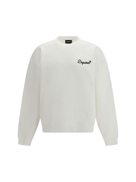  디스퀘어드2 긴팔 티셔츠 Dsquared2 로고 코튼 스웨트셔츠 화이트