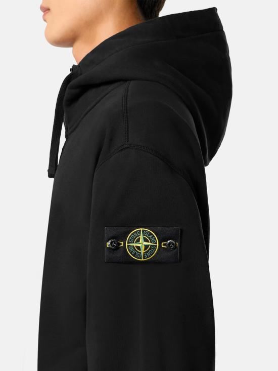 26FW 스톤 아일랜드 오가닉 코튼 플리스 와펜 집업 후드 티셔츠 L2S156100009S0051 V0029 BLACK - STONE ISLAND