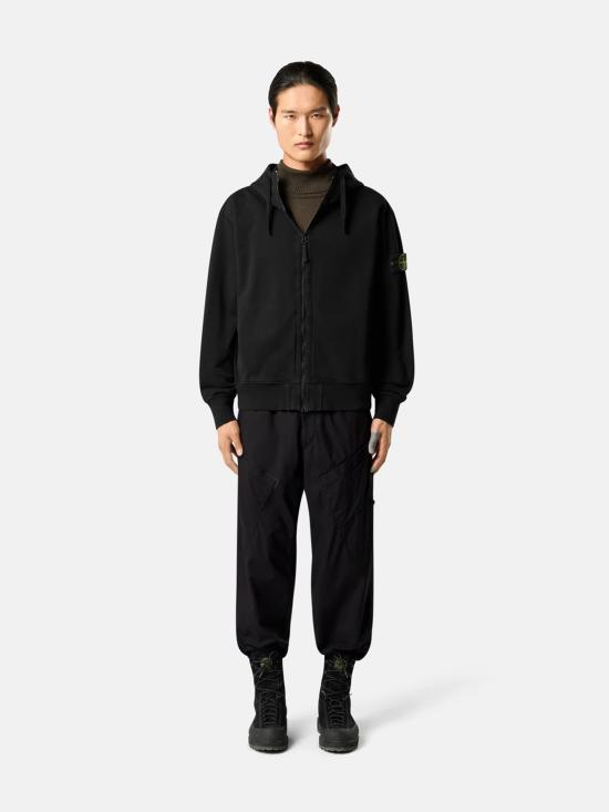 26FW 스톤 아일랜드 오가닉 코튼 플리스 와펜 집업 후드 티셔츠 L2S156100009S0051 V0029 BLACK - STONE ISLAND