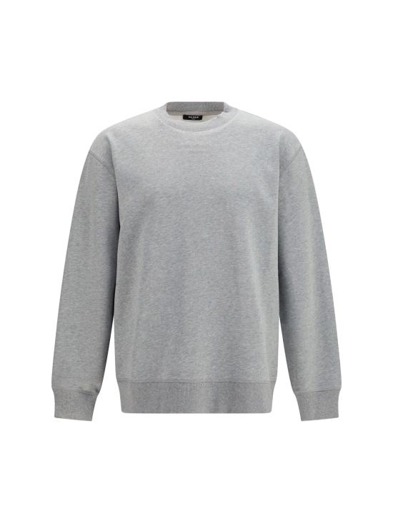  발망 긴팔 티셔츠 Balmain 자수 로고 크루넥 스웨트셔츠 Gris Chiné