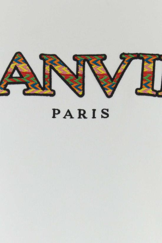  랑방 후드 티셔츠 코튼 스웨트셔츠 옵틱 화이트 - LANVIN