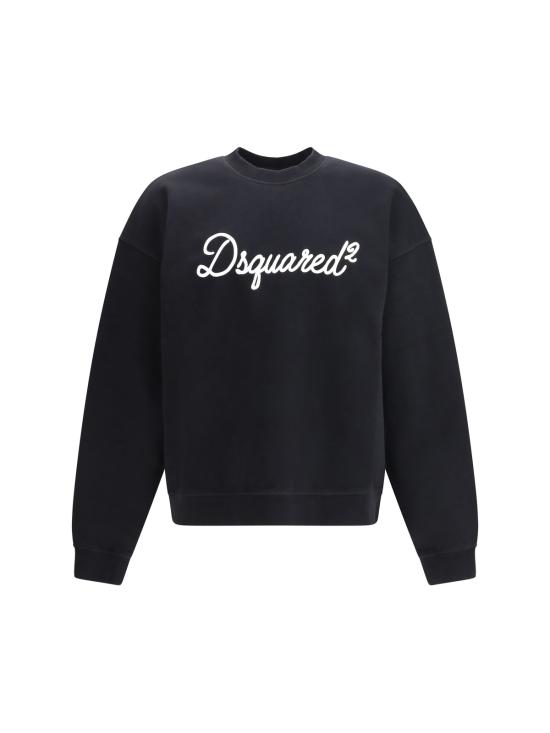  디스퀘어드2 긴팔 티셔츠 Dsquared2 로고 코튼 크루넥 스웨트셔츠 블랙